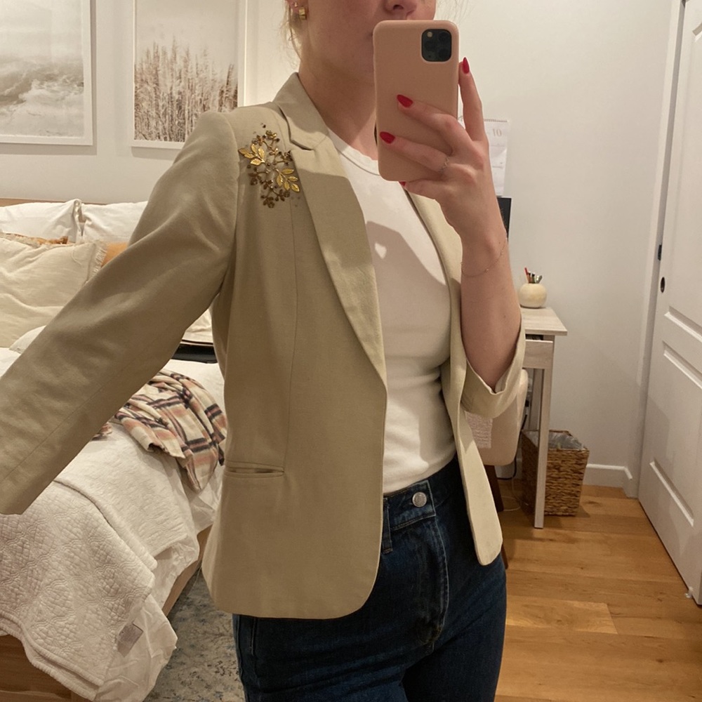 Cream colored blazer, linen